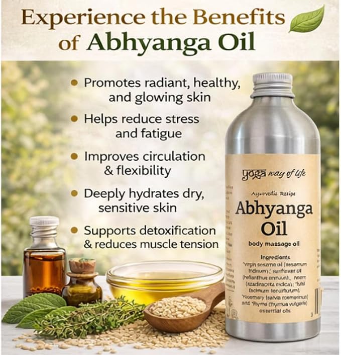 Abhyanga Oil - Organic Herbal Self-Massage Body Oil | Ayurvedic Recipe (16 FL OZ)