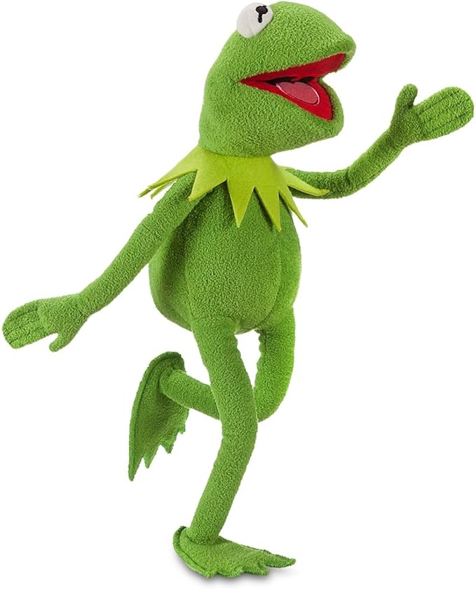 DISNEY STORE Kermit Medium Soft Toy for Kids, Cuddly Character with Fuzzy Texture and Embroidered Details, Disney Plushy Suitable for All Ages