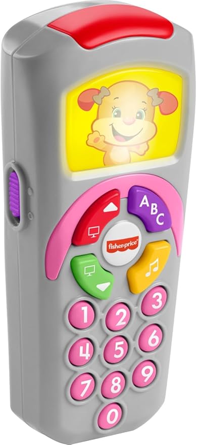 Fisher-Price Baby Learning Toy Laugh & Learn Sis’ Remote Pretend TV Control with Music & Lights for Infants Ages 6+ Months
