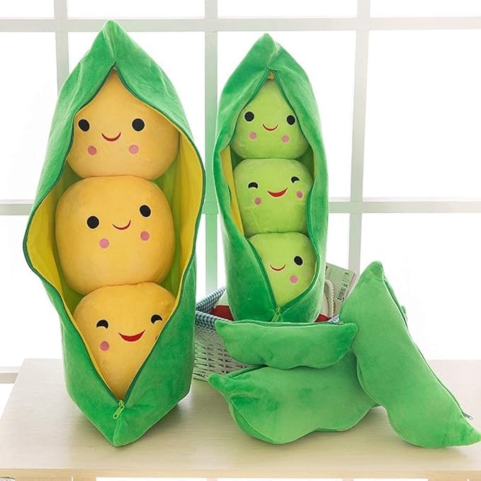 Giant Peas in A Pod Plush Toy Pea Pod Pillow Cute Pea Stuffed Toys Plant Doll Various Sizes (Green Beans,35.4''/90cm)