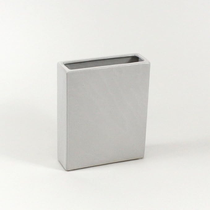 WGV Rectangle Block Ceramic Vase 8" x 2.5" x 10"H White Tall Narrow Planter Terrarium Floral Centerpiece for Wedding Event Home Decor 1 Piece