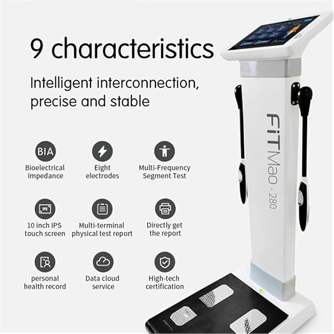 10.1 inch HD Touch Bioimpedance Analysis Machine, Smart Body Composition Health Assessment Body Scanner, Height Body Fat Analyzer, Support Multiple Users