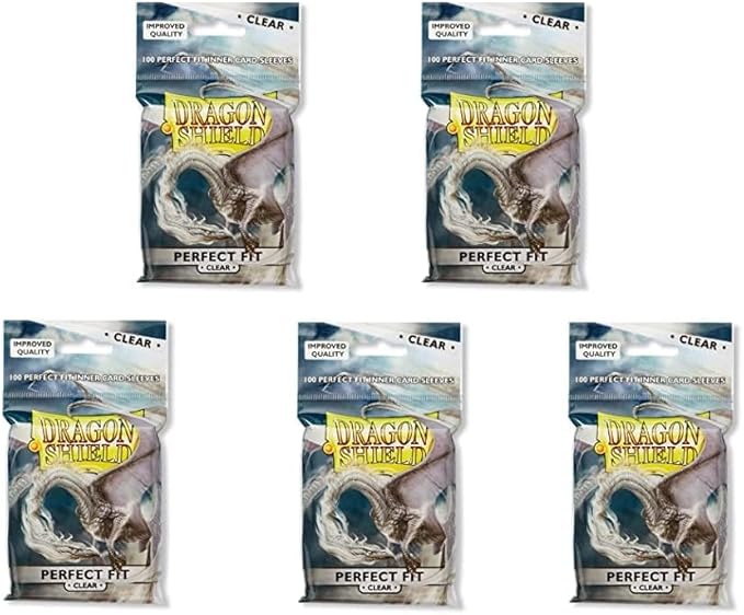 5 Packs Dragon Shield Inner Sleeve Clear Standard Size 100 ct Card Sleeves Value Bundle!