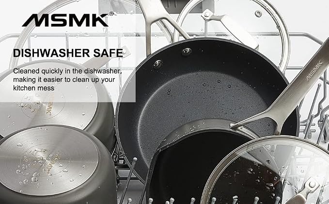MsMk 7 Inch Small Nonstick Frying pan with Lid, Egg Omelet Skillet | Non Toxic, Even Heating, Easy Clean, Dishwasher & Oven Safe, suitable for gas & electric & induction stoves, PFOA & PFAS Free