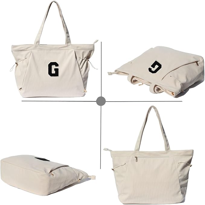 ESVAN Corduroy Yoga Tote Bag Gifts for Women Drawstring Yoga Mat Bag for Office Workout Travel Carryall Pilates Gym