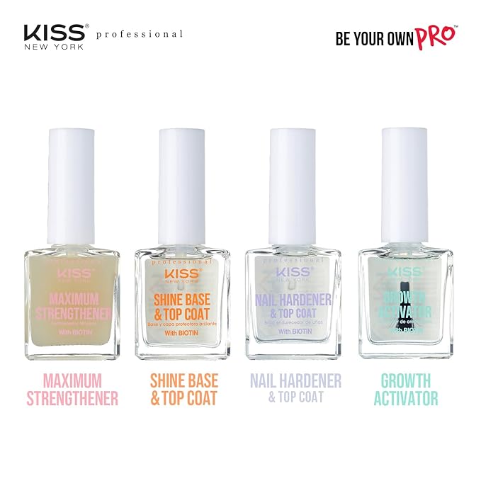 Kiss New York Nail Hardener & Top Coat, Infused with Biotin, Strengthen Nails, Protect Nails, Avoid Breaking and Splitting, Made in Korea