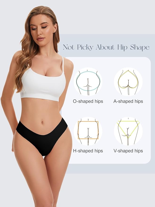 OVRUNS Camel Toe Underwear for Women Low Waist Camel Toe Thong Seamless Workout Cameltoe Proof Concealer Panties 3 Pack