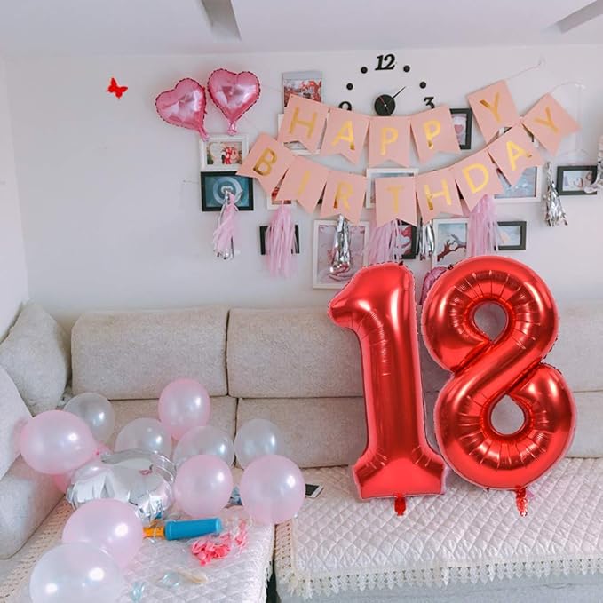 TONIFUL 40 Inch Red Large Numbers Balloons 0-9, Number 3 Digital 3 Helium Balloons, Foil Mylar Big Number Balloons for Birthday Party Anniversary Supplies Decorations