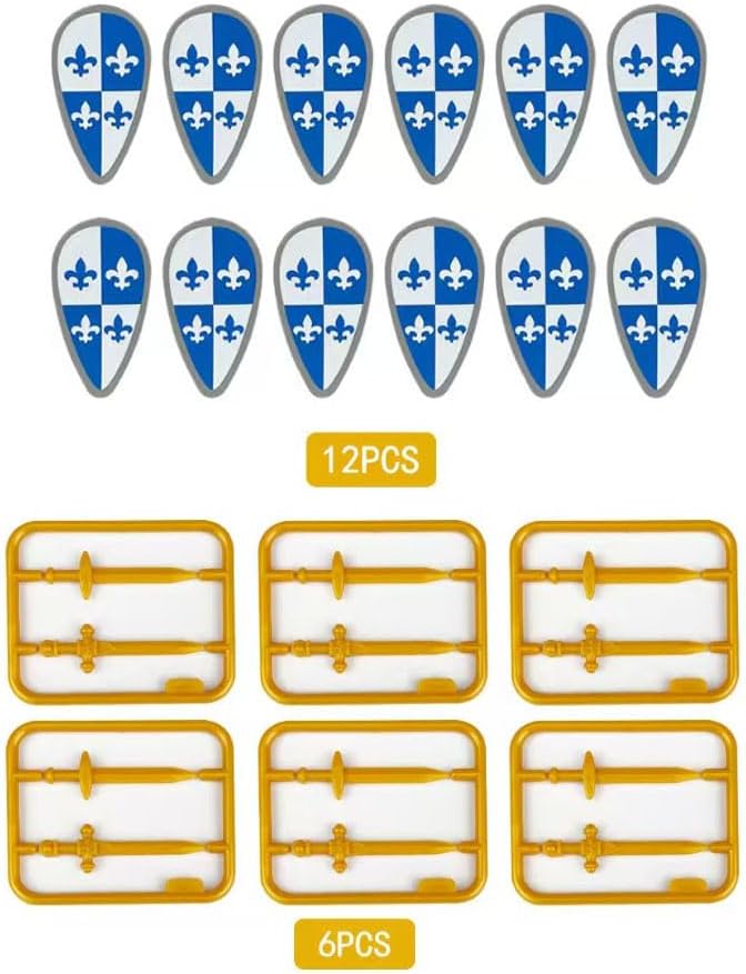 12PCS Medieval Knights Battle Soldiers with Weapons Action Figures Building Blocks Miniature Figurines Toys Cake Toppers(1813)