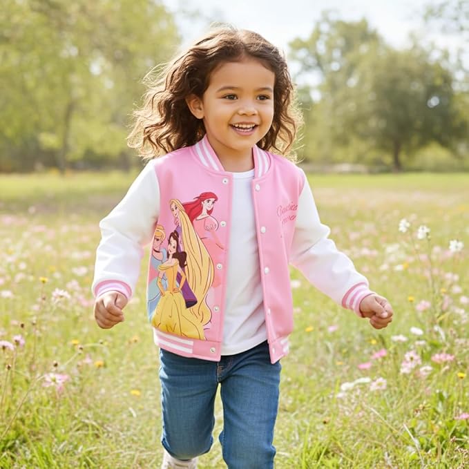 Disney Minnie Mickey Stitch Princess Frozen Marvel Jacket Lightweight Coat Button up Color Block Sweatshirt Sizes 2-14 Years