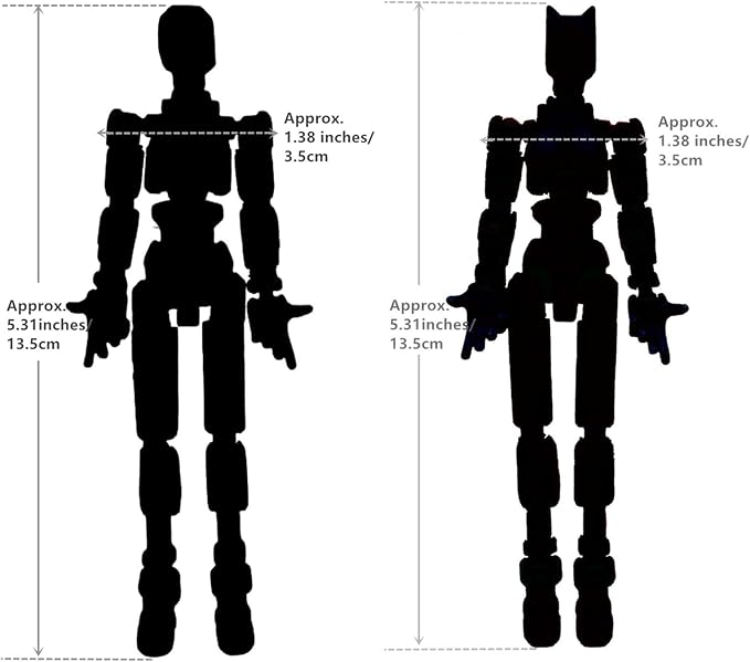 T13 Action Figures (Grow in The Dark Blue) Titan 13 Action Figures 3D Action Figure Set Already Assembled Dummy 13 Nova T-13 Robot 3D Printed Multi-Jointed Movable Toy (Blue Black+ Blue Red)