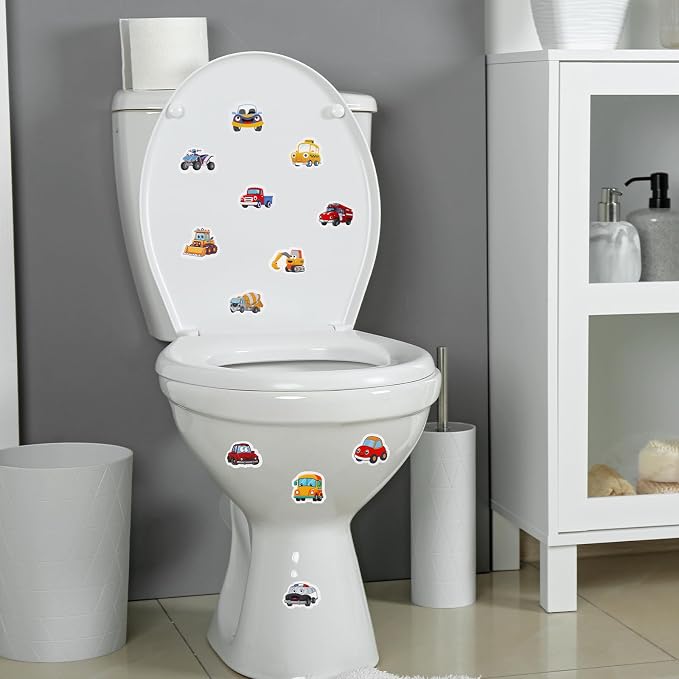 Chinco 120 Pcs Pee Targets for Boys Training Toilet Tinkle Flushable Paper Stickers You Pee on Boys Potty Training Targets Potty Aids Flushable Chart for Toddlers Use(Cute Cars Style)