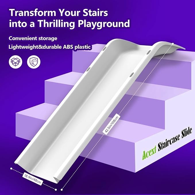 Upgraded Version 4 Pack Staircase Slide,Compatible with 90% Staircase, Stair Mounted Kids Indoor Home Staircase Slide
