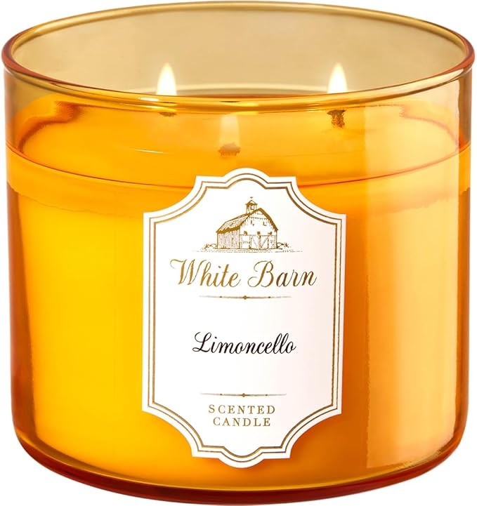 Bath and Body Works, White Barn 3-Wick Candle w/Essential Oils - 14.5 oz - 2021 Core Scents! (Limoncello)