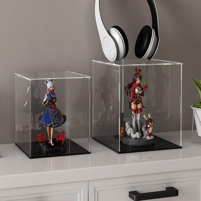 Acrylic Display Case for Collecibles, Clear Square Acrylic Box for Figures Statues Toys and Trophy, 10" L x 14" W x 14" H