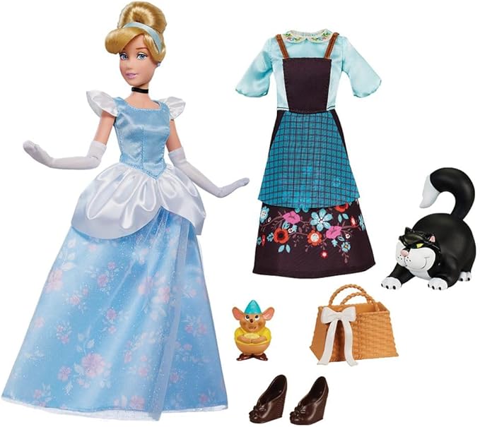 Disney Store Girl's Princess Story Doll (Cinderella) 11 Inches, Includes Coloring Book and Additional Dress, Princess Doll in Classic Outfit, Princess Toys