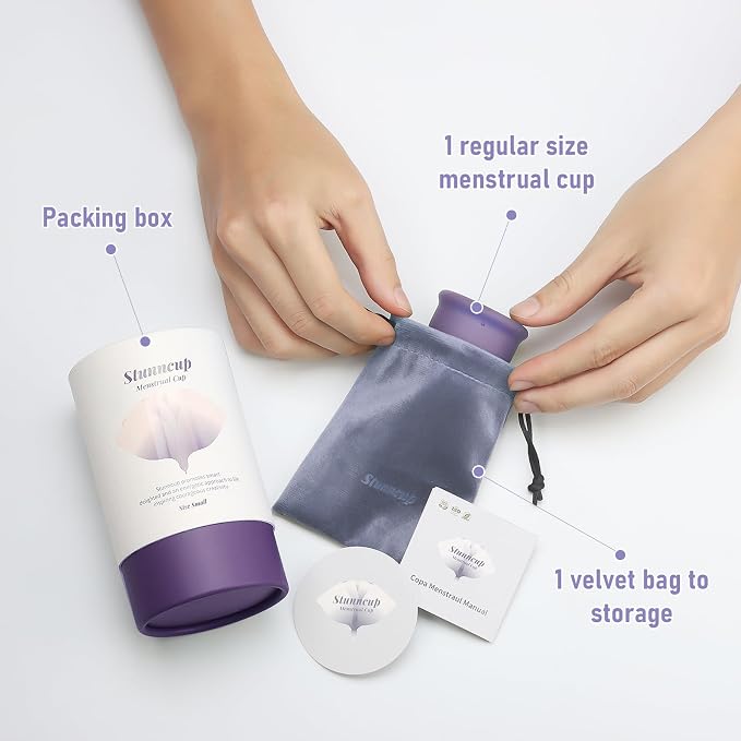 Soft Menstrual Cup - Medical Grade Silicone Reusable Period Cup - BPA Free Comfortable Flexible Menstrual Cup Wear for 12 Hours (Violet, Samll)