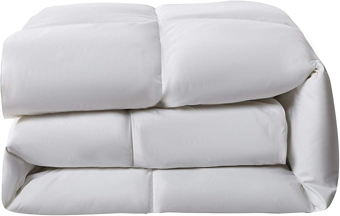 Serta Goose Feather Down Fiber Cotton Comforter Queen Size - 100% Cotton Duvet Insert - Hotel Luxury Hypoallergenic Bedding Comforter All Season Medium Warmth 90 x 90 Inch White,(Pack of 4)