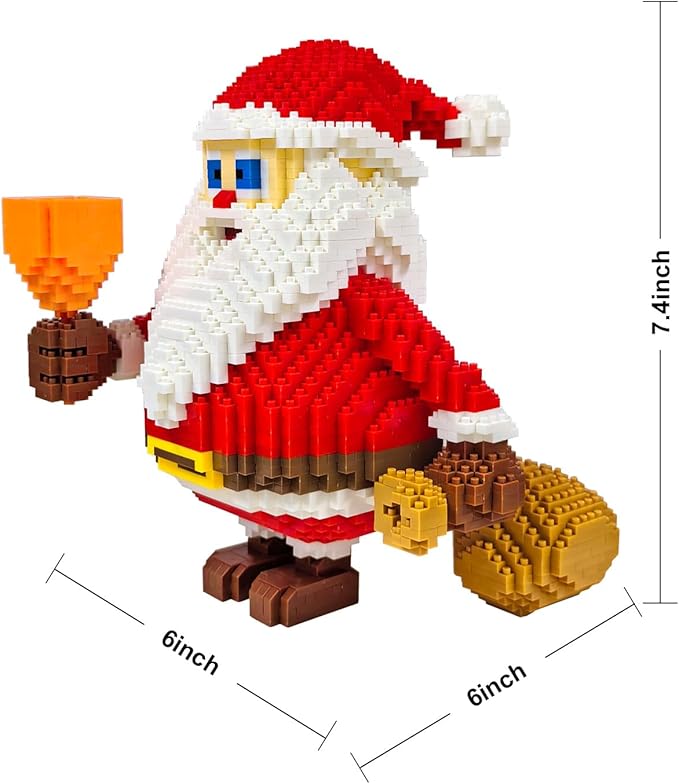 Building Bricks 2500+ Pieces Set - Classic Cartoon Characters Building Blocks - Mini Building Block for Boys Girls & Adults (Santa Claus), Redpro