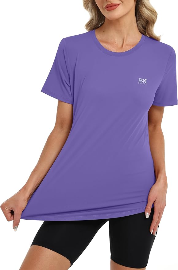 BKRIVE Workout Tops for Women UPF 50+ Quick Dry Shirts (S-3XL) | Ideal for Hiking, Yoga, Running, Gym workouts, Pilstes, Tennis & Travel. Lightweight, Breathable & Moisture wicking
