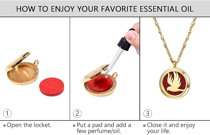 PROSTEEL Aromatherapy Diffuser Necklace Men Women Jewelry Stainless Steel Bird Locket Essential Oil Circle Pendant Necklaces