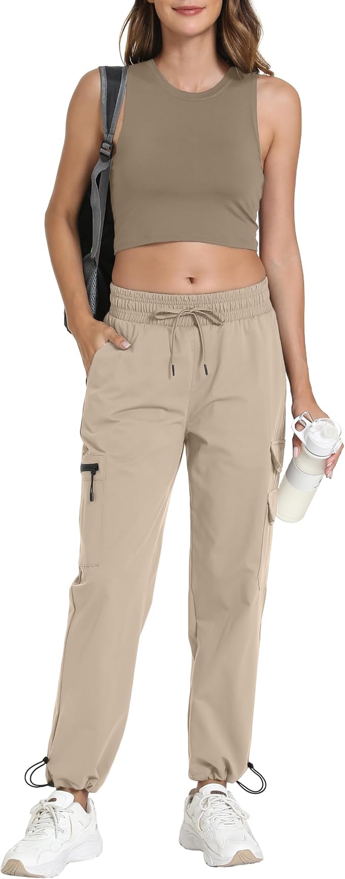 Rrosseyz Women's Hiking Pants with Pockets - Lightweight Water Resistant Joggers Cargo Pants for Casual Travel Golf Outdoor