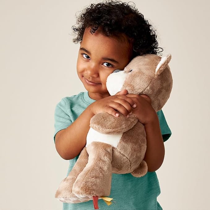 Itzy Ritzy Snuggles Plush Toy – Soft Stuffed Animal for Babies, Kids & Adults – Sensory Ribbons & Textured Fabrics for Tactile Play – Cozy & Cuddly Companion for Newborns & Up (Bear)
