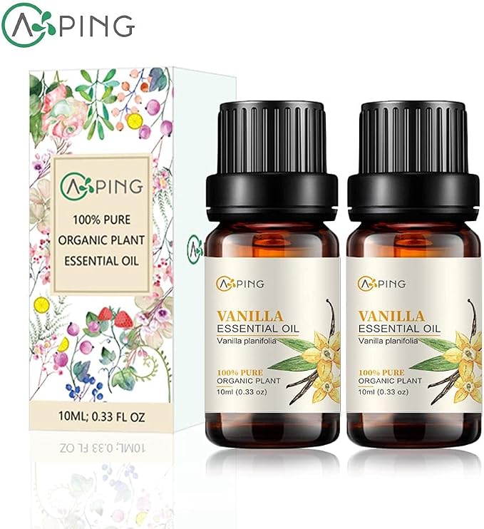 2-Pack Vanilla Essential Oil - 100% Pure Organic Natural Plant (Vanilla planifolia) Vanilla Oil for Diffuser, Aroma, Spa, Massage, Yoga, Perfume, 2x10ML