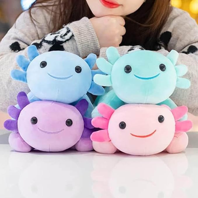 Axolotl Plush Toy, 10.8” Soft Cute Axolotl Stuffed Cotton Plush Pillow Kawaii Salamander Animal for Boys Girls Kids Gift (Blue)