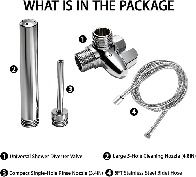 Professional Shower Enema Kit for Personal Hygiene, 6FT Stainless Steel Douche System with 2 Smooth Nozzles & Water Flow Control, Easy Install for Men and Women