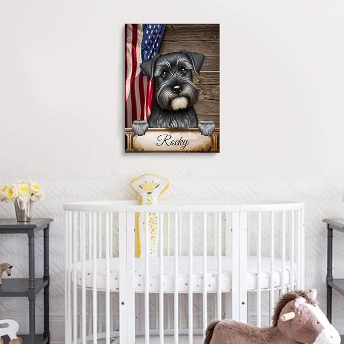 Custom Wooden Jigsaw Puzzles with Your Dog's Name on Standard Schnauzer Art Print - 300 500 1000PCS Puzzles Game and Home Wall Decor