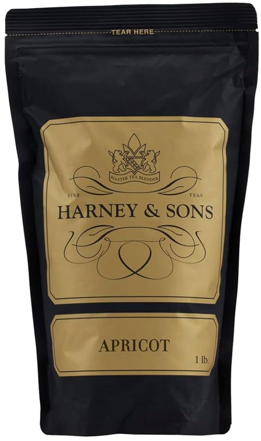 Harney & Sons Apricot Loose Leaf Black Tea – Smooth Black Tea with Apricot Pieces, Caffeinated, 16 oz Bag
