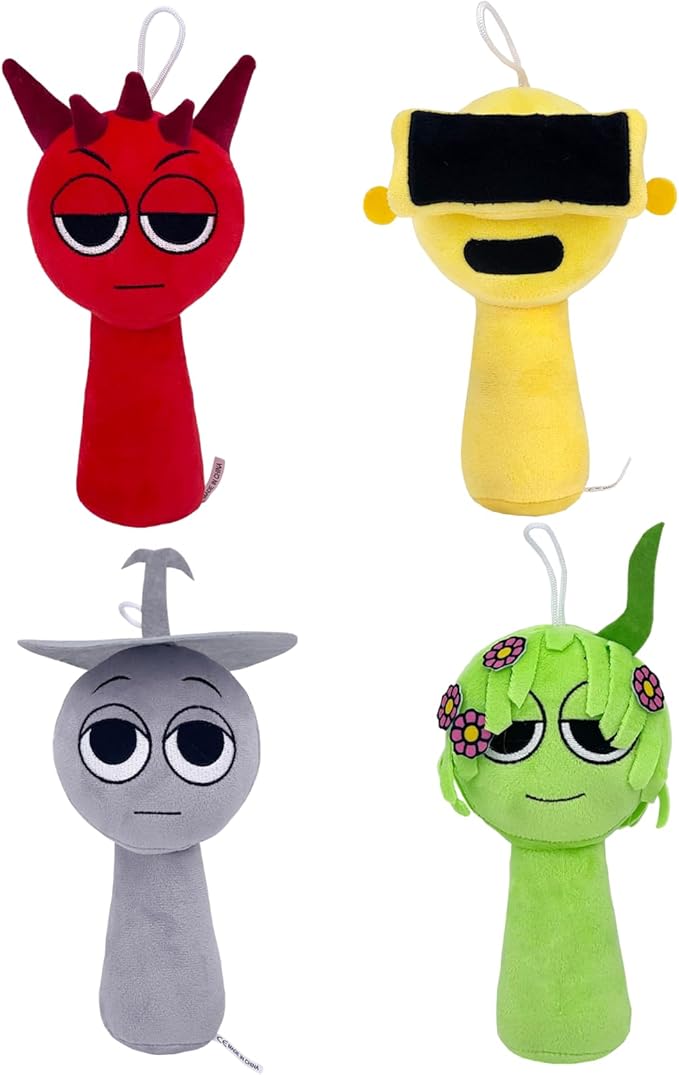 Super JAKES Sprunki Plush, Sprunki Game Plush Toys,Soft Stuffed Animal Pillow Figure Doll Christmas Birthday Gifts for Adult Kids (4PCS)