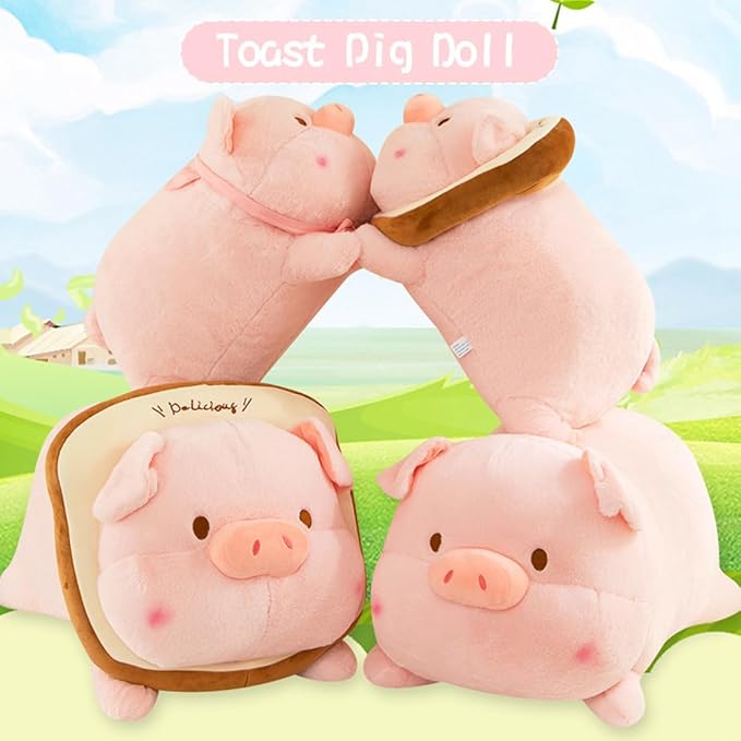 ELAINREN Kawaii Toast Piggy Stuffed Hugging Pillow Soft Fat Pig Plush Toy Gifts,Snuggle Buddy Piggy Plush Body Pillow, Home Decor Pig Shape Cushion,19.6''