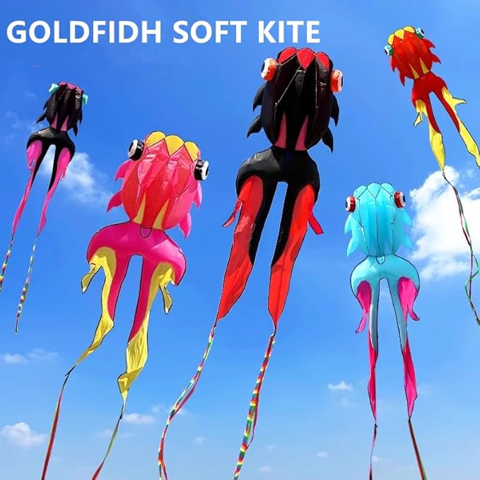 43ft Large Kites for Adults,3D Goldfish Frameless Soft Umbrella Giant Flying Kites,Easy to Fly with 330Ft Kite String in Beach and Amusement Parks-Ages 12+