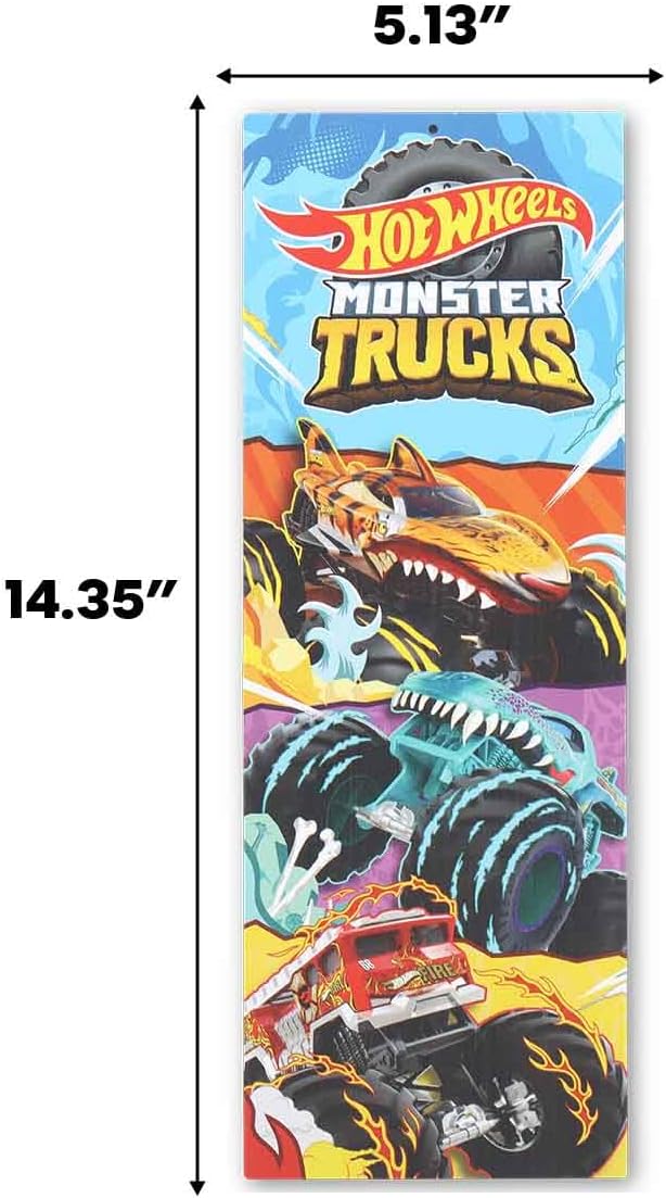 Hot Wheels Monster Trucks Vertical Metal Sign - Fun Hot Wheels Wall Decor for Kids' Bedroom or Play Room
