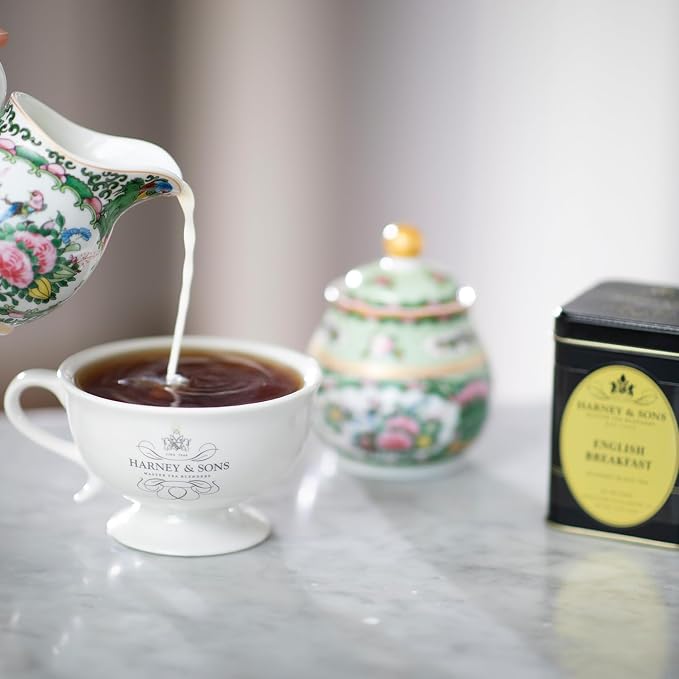 Harney & Sons English Breakfast Loose Leaf Black Tea, 4 oz Tin, China Keemun, Bold Full-Bodied Flavor for Hot or Iced Tea, Caffeinated