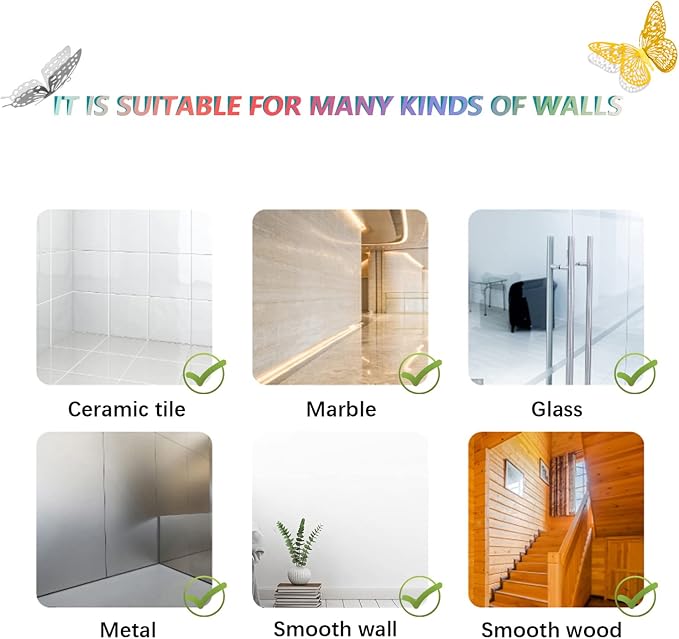 SAOROPEB 3D Butterfly Wall Decor 48 Pcs 4 Styles 3 Sizes, Butterfly Birthday Decorations Party Decorations Cake Decorations Wedding Decor, Removable Stickers (Gold, Silver) | 4 Styles 3 Sizes, Party Decorations Birthday Cake Decorations Wedding Decor, ...