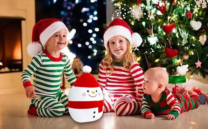 Snowman Plush Toy Snowman Stuffed Animal Cute Christmas Snowman Plushies Pillow Soft Plushie Doll Gifts for Kid Decor, Christmas Snowman Plush(11 Inch)