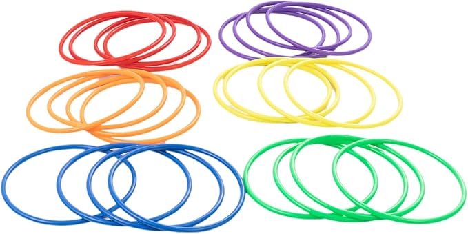 Generic 24 Pcs Multicolor Plastic Ring Toss Game for Kids and Outdoor Toss Rings for Speed and Agility Practice Game