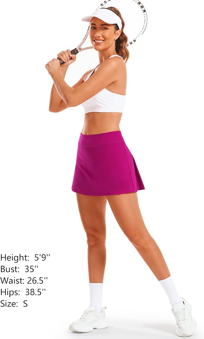 Stelle Women Tennis Skirt High Waisted Athletic Golf Skorts with Pockets | Tummy Control, Built-In Shorts, Deep Pockets, Pleated, Breathable, Lightweight, Tennis, Golf, Pickleball, Running, Workout