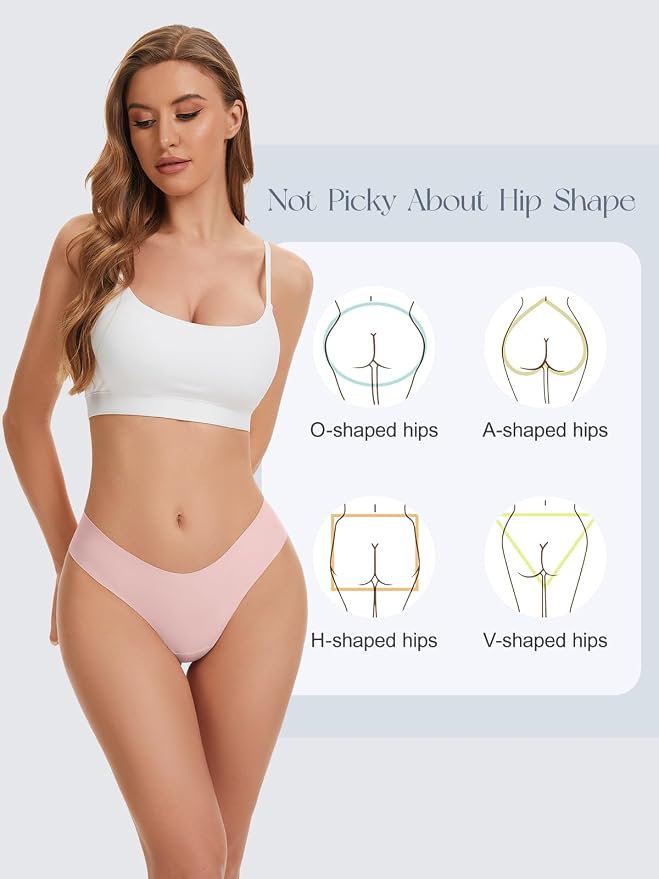 OVRUNS Camel Toe Underwear for Women Low Waist Camel Toe Thong Seamless Workout Cameltoe Proof Concealer Panties 3 Pack