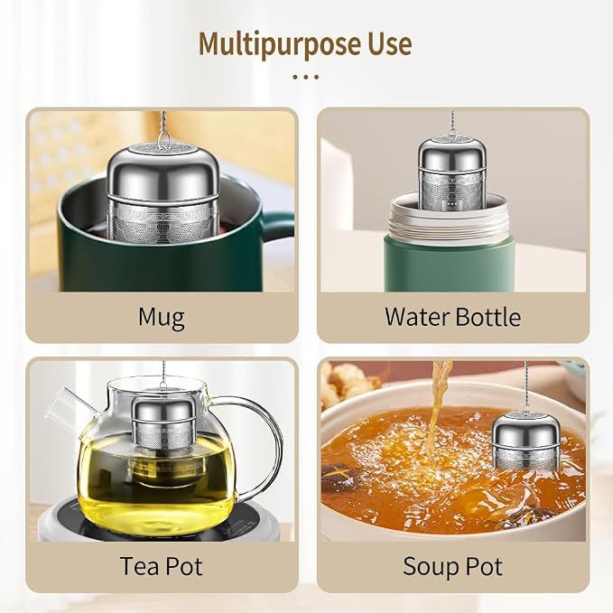 316 Stainless Steel Tea Strainers for Loose Tea with Drip Trays, Extra Fine Mesh Tea Infuser, Loose Leaf Tea Steeper (1 Pack - Small)