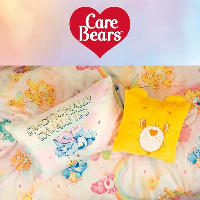 Care Bears Classic Retro Rainbow Bedding 7 Piece Super Soft Comforter and Sheet Set with Sham, Full, (100% Official Licensed Product) By Franco Collectibles