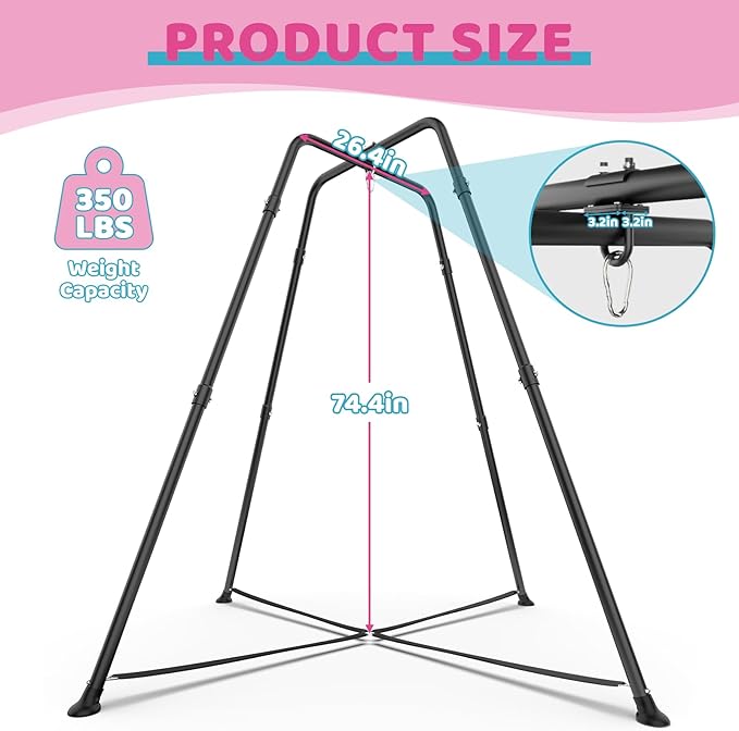 Swing Stand Frame with Sensory Pod Swings and Chair, Sensory Swing Set, X-Shaped Swing Frame, Heavy-Duty Metal Hammock Chair Stand for for Adults Indoor and Outdoor 330LBS(Pink)