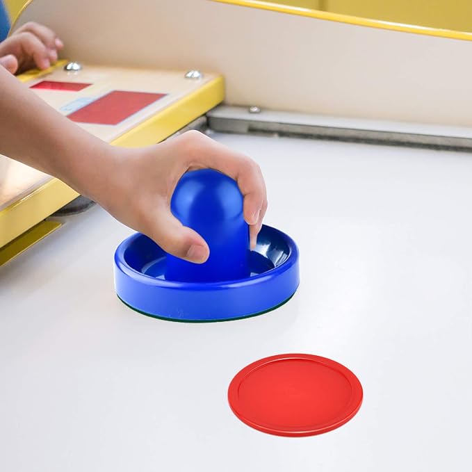 Coopay Air Hockey Pushers and Pucks, Air Hockey Paddles, Goal Handles Paddles Replacement Accessories for Game Tables (4 Striker, 8 Red Puck Pack)
