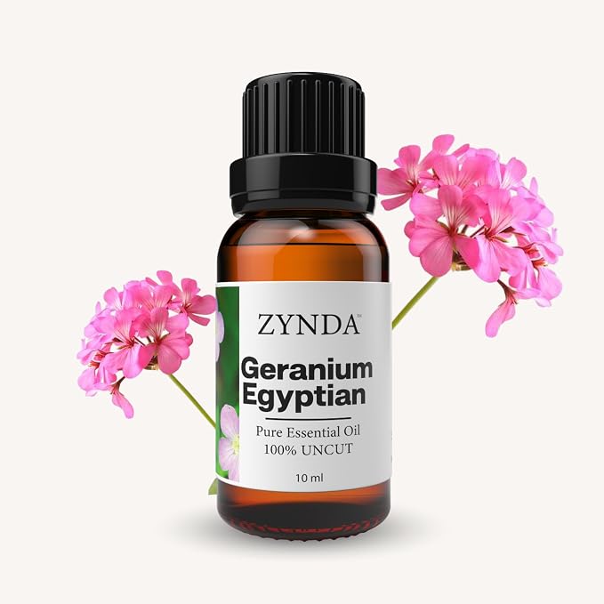 Egyptian Geranium Essential Oil 100% Pure & Natural – Premium Aromatherapy Grade, Lab Tested, Geranium Oil for Skin, Organic Essentials Oil for Hair & DIY Skincare