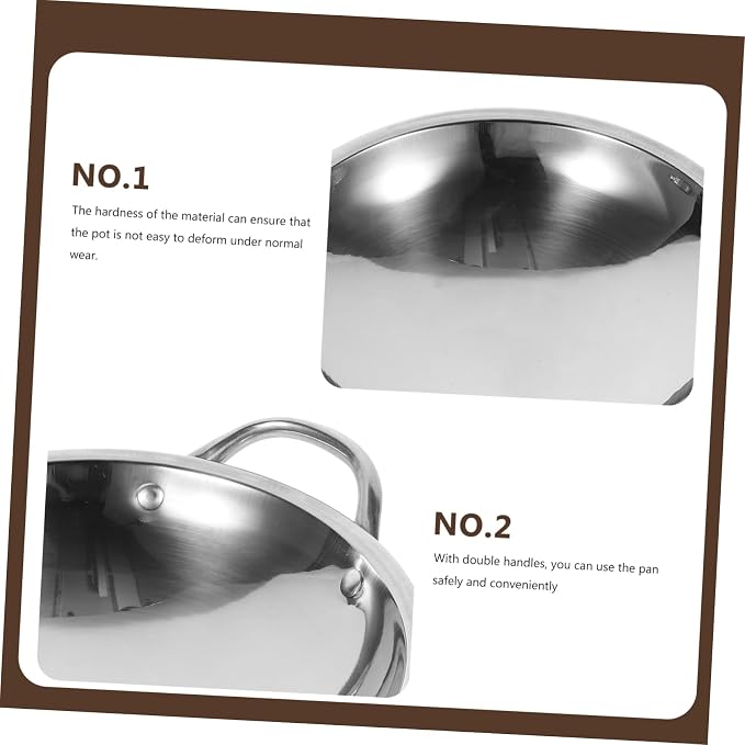 Zerodeko Rapid Heating Hot Pot Round Bottom Pots for Cooking Double Handle Easy to Clean