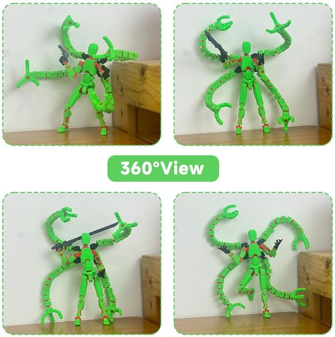 T13 Action Figure, Assembly Completed Action Figures,T 13 3D Printed Toys - The Premium Robot for Sci-Fi Enthusiasts,Four Claws Robot 5.2 Inch (Green)