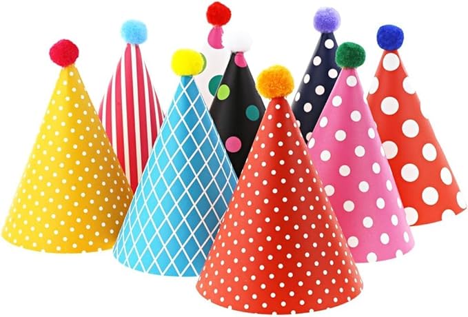 JUNBESTN Small Size Paper Party Hats Birthday Paper Party Hats 11 PCS Party Cone Hat